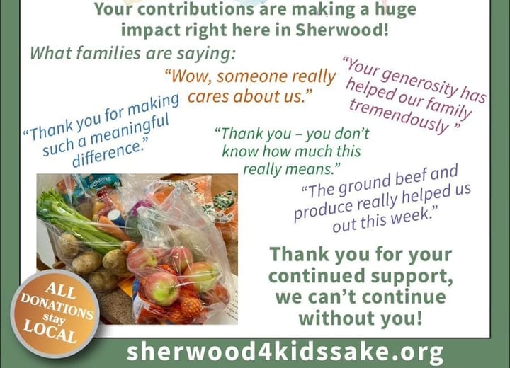 Sherwood 4 Kids Sake pivots to food distribution
